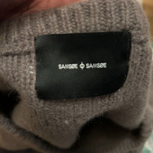 Samsoe Samsoe Brown Cable Knit Design Lamb Wool Angora Tunic Sweater Size Small - Picture 3 of 6